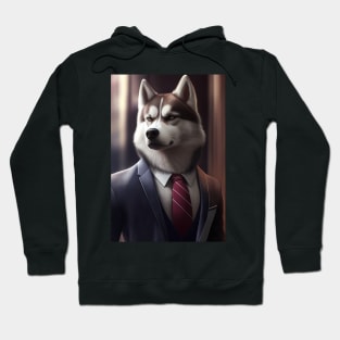 Adorable Husky Dog Wearing A Suit - Unique Wildlife Graphic For Fashion Lovers Hoodie